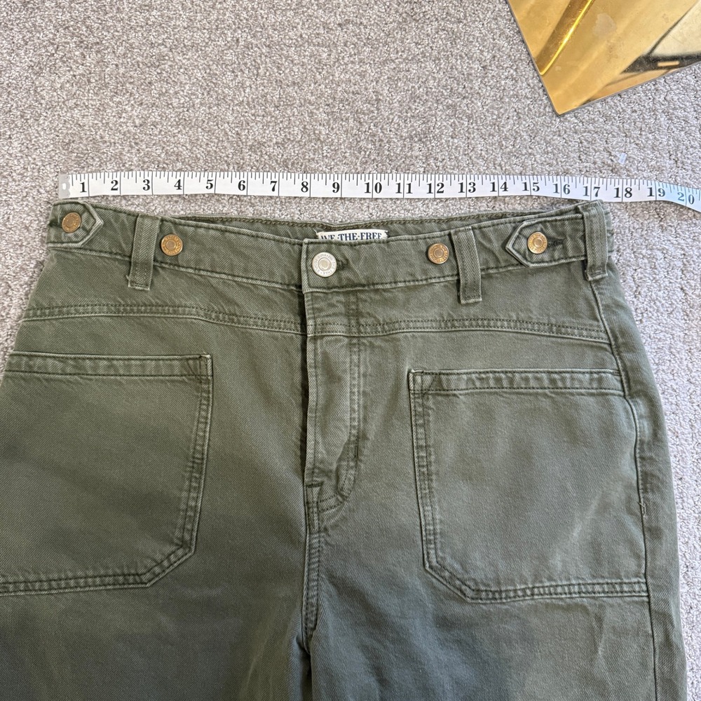 We The Free People Palmer Olive Green Wide Leg Utility Pants Jeans 30 High Rise - Picture 5 of 11